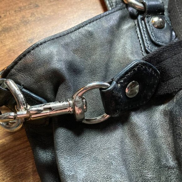 Coach Poppy Black Leather Messenger Bag with Crossbody Strap - Picture 5 of 12